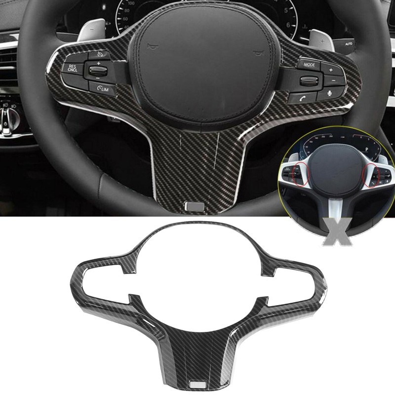 Steering Wheel Button Trim Cover Carbon Fiber Style Fits for