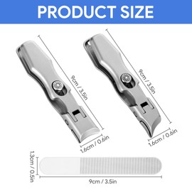 German Nail Clippers for Men, Ingrown Toenail Clippers Edgy Nail Clipper Set with Nail Files for Nail Strengthener and Growth, Anti Splash Portable Ultra Sharp Nail Clippers with Catcher (Silver)