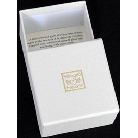 Decorative Hand Printed Stained Glass Paperweight in an Angel Praying William Morris Design.