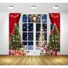 Christmas Backdrop for Photography 10x8ft Window Winter Night Forest Xmas