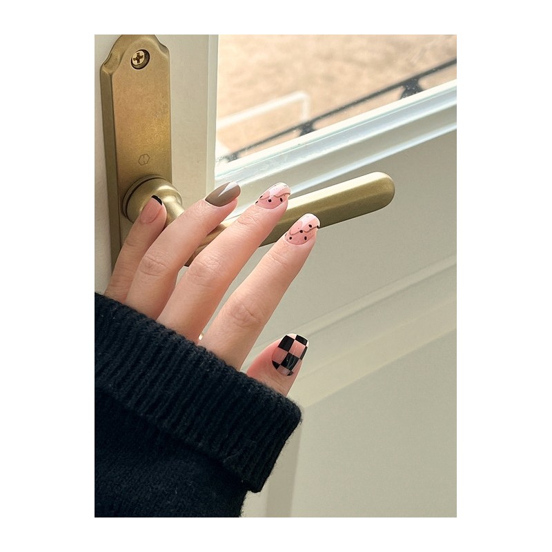 Reusable Nail Tip Egg Milk Tea (Regular Square) / 리유저블