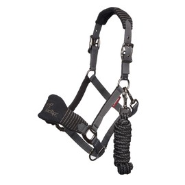 LeMieux Vogue Fleece Headcollar - Halter & Leadrope (Black - Pony)