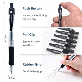 Drenubal 12 Pack Black Gel Pens, Retractable Pens with 0.5mm Medium Point, Smoothly Writing, Good Thickness and Nonslip Design, Comfortable to Hold Writing, for Office School Home Work