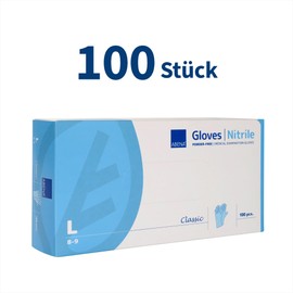ABENA Nitrile Disposable Gloves Pack of 100 (Size L) Blue Food Safe Tear-Resistant Latex Free Powder Free Hygienic Gloves Suitable for Cleaning Work, Beauty Salon & Home