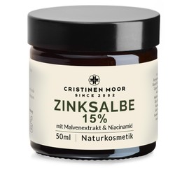 CristinenMoor Zinc Ointment 50 ml, for Pimples, Natural Cosmetics, Nourishes and Protects Rough, Attacked, Exuding Skin, in Skin Wrinkles, Also in the Area, with Mallow Extract and Vitamin B3 - Niacinamide