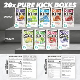 Pure Kick Ultimate Variety Pack - 9 Flavors of Energy Drink Packets - Pure Kick Hydrate and Energy Drink Powder - Water Flavoring Packets - Water Enhancer Sugar Free - In a Singles to Go Variety Box