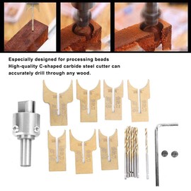 YUMILI Beads Drill Bit, 18Pcs/Set Wood Bead Maker Drill Bit Milling Cutter Kit Woodworking Tool for Ebony Rosewood