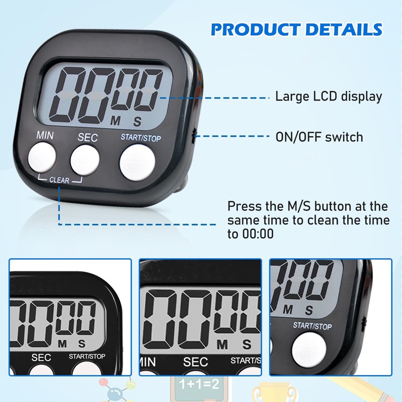 Pack of 6 Digital Kitchen Timer, Digital Timer, Digital Kitchen