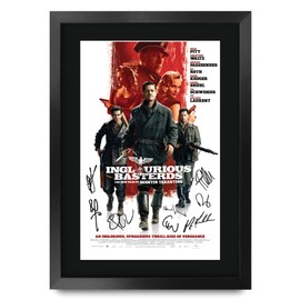 HWC Trading Inglourious Basterds Brad Pitt 16 x 12 inch Framed Gifts Printed Poster Signed Autograph Picture for Movie Memorabilia Fans - 16" x 12" Framed