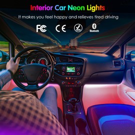 Keepsmile Interior Car Lights Keepsmile Car Accessories APP Control with Remote Music Sync Color Change RGB Under Dash Car Lighting with Charger 12V LED Lights Running Board Lights
