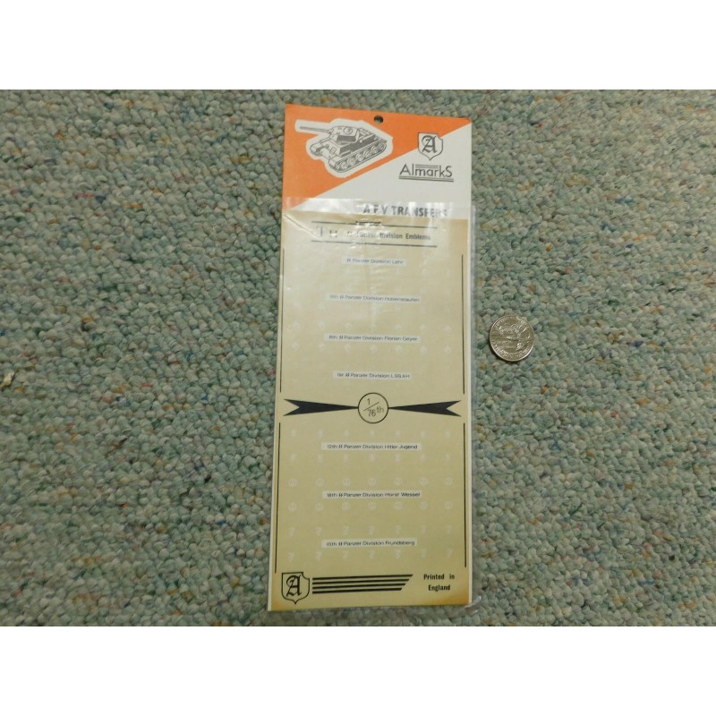 Almarks decals 1/76 Set T9 AFV Transfers Panzer Division emblems