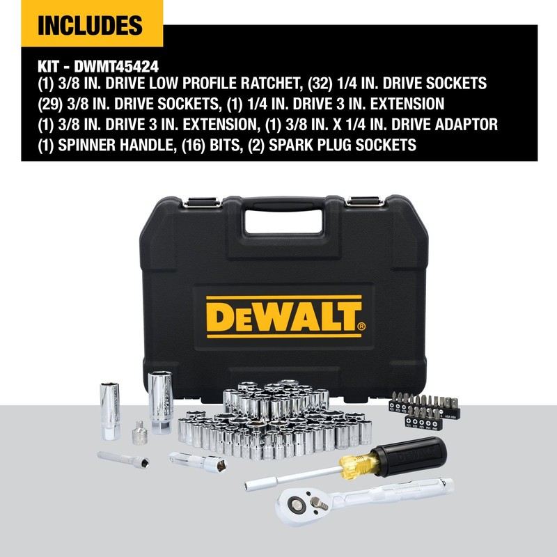 DEWALT Mechanics Tool Set, 1/4 Inch Drive, SAE/Metric Set, 84