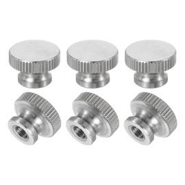 QUARKZMAN Knurled Thumb Nuts, 6 Pieces M4 x D12 mm x H8 mm Stainless Steel Round Buttons Fasteners Blind Hole Hand Screw Nut Silver for 3D Printer Parts, Machine Tools