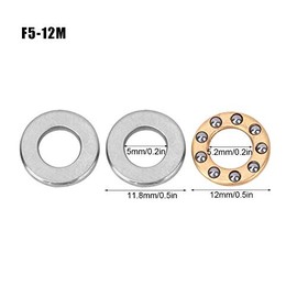 Pack of 10 Miniature Planar Thrust Ball Bearings, High Precision Flat Steel Bearings for Industrial Production (F5-12M)