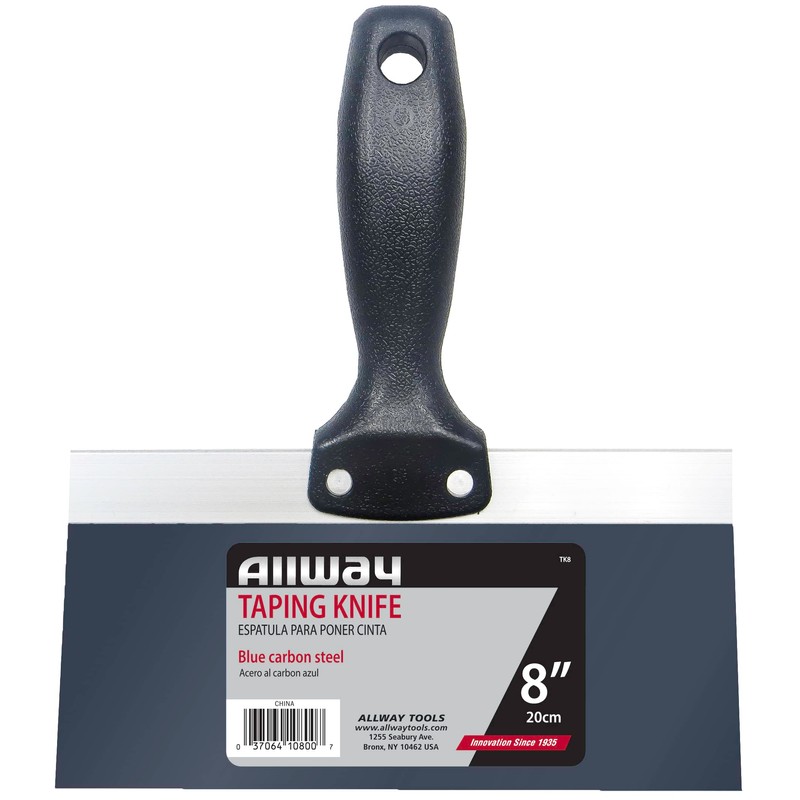 ALLWAY TK8 Textured Grip Blue Carbon Steel Taping Knife, 8"