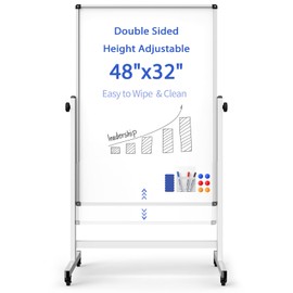 Rolling Whiteboard on Wheels, Double-Sided Magnetic Dry Erase Board with Stand, Mobile White Board for Office, Classroom, Home (32" x 48")