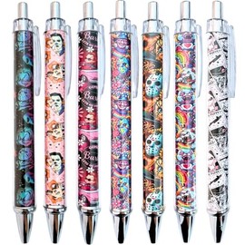 YJ PREMIUMS Set de Lápices de Terror – 7 piezas Máscara Aterradora Muñeca Espeluznante Cara de Payaso Gótico Cosas Raras, Decoración de Oficina de Hal