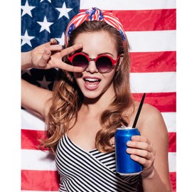 4th of July Headband Accessories Outfits for Women American Flag Headband USA Flag Star Knotted Headband Red White and Blue Patriotic Wide Top Knot Headband Independence Day Parade Party Gifts