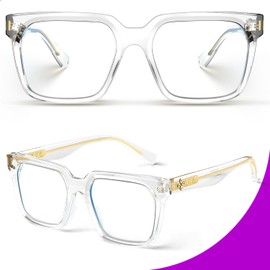 VISOONE Rectangle TR90 Blue Light Blocking Glasses Computer Eyewear with Preppy Look for Women and Men Cougar