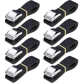 Runbod Cargo Fastening Belt, 6.6 ft (2 m), Packing/Bicycle/Bike Fastening Belt, Width 1.0 inches (25 mm), Set of 8, Black