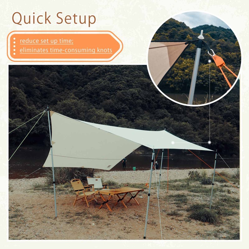 Hikeman Camping Rope with Ratchet Pulley,Quick Setup Outdoor Guy Lines