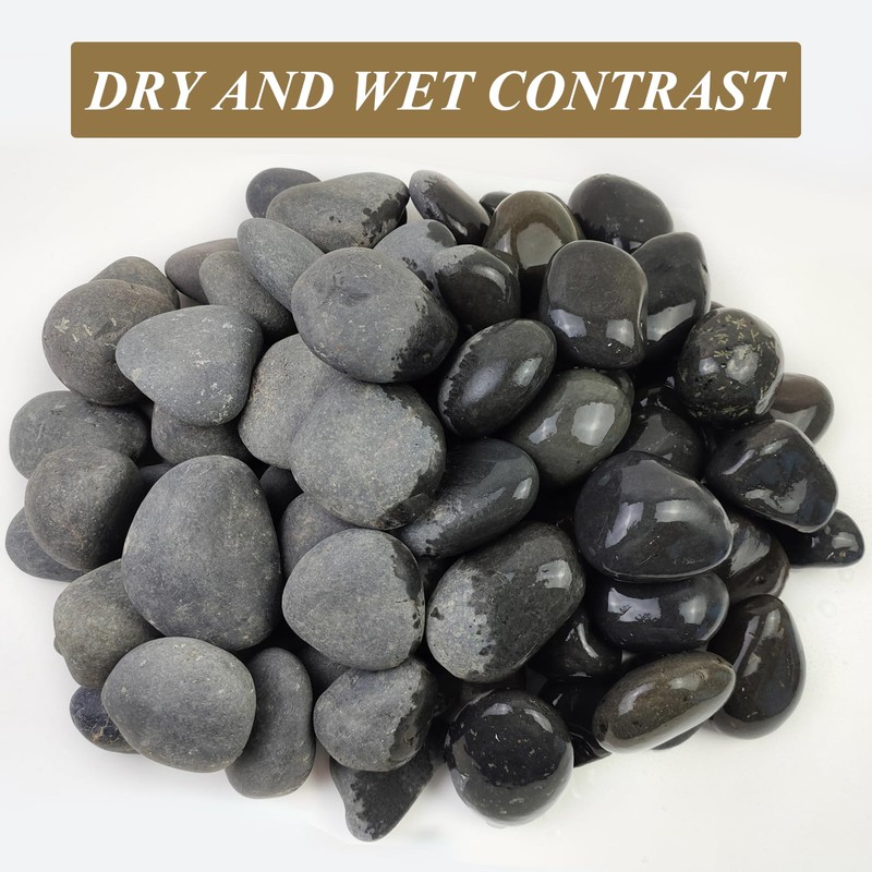 FANTIAN 40 lbs Bulk Black River Rocks for Landscaping, 3-4