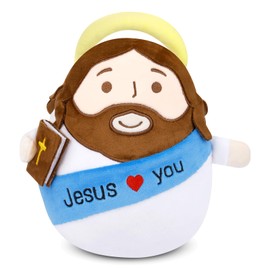 LSYDCARM Jesus Plush Doll, 8 Inch Jesus Stuffed Animals Jesus with The Bible, Cloak & Jesus Love You, Kawaii Plush Toys for Church Sunday School, Religious Gift for Kids Adults, Christian Gifts