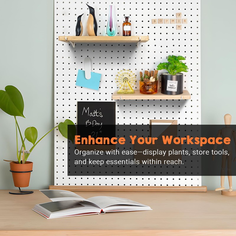 SEMPOMA Solid Wood Pegboard Shelf, High Balance and No tilt,