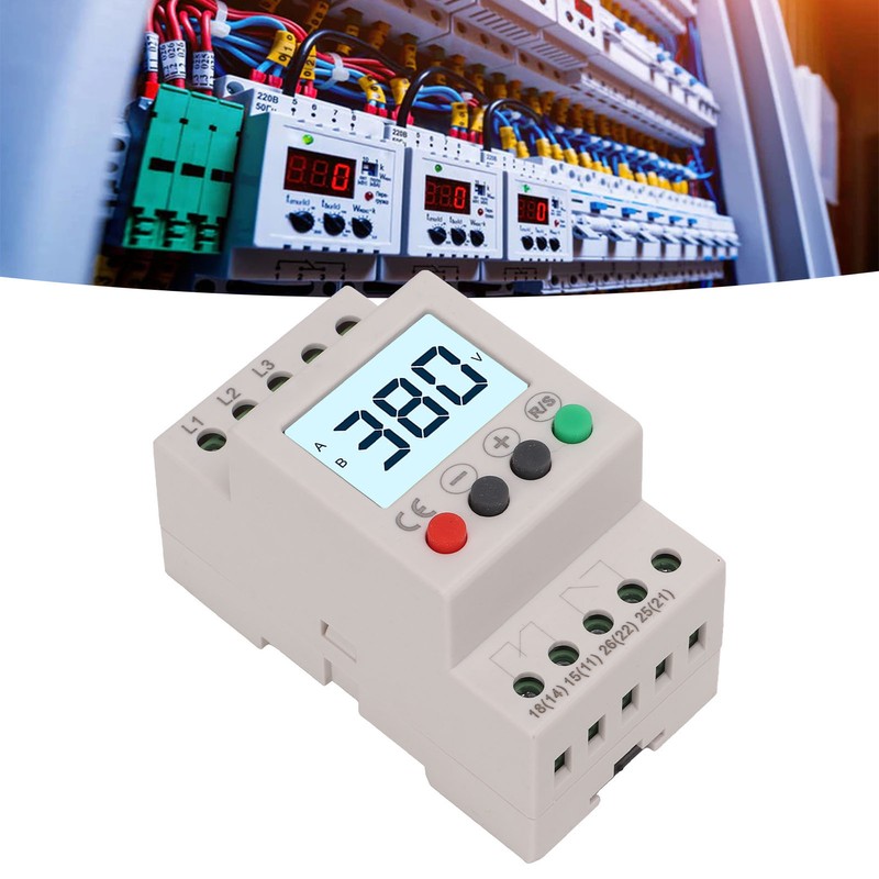 Over Under Voltage Protector Protective Device 3 Phase LCD Digital