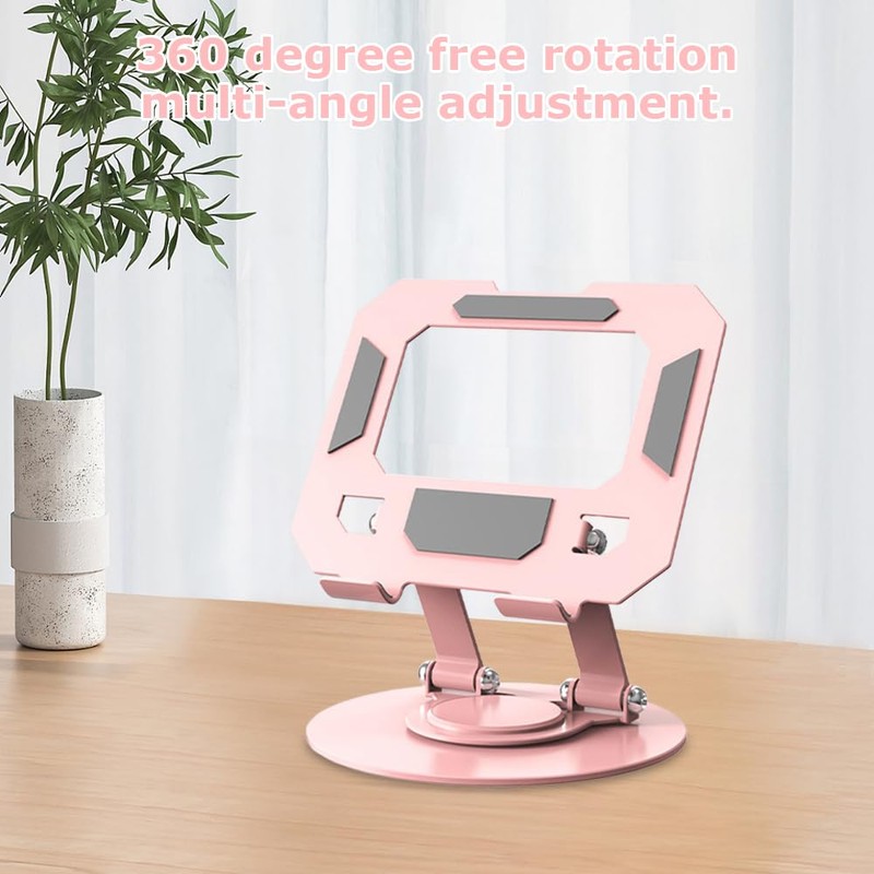 Tablet Desk Stand with 360° Rotating Base, Ergonomic Adjustable Notebook