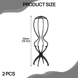 Huybaa 2er-Pack 50 cm langer Perückenständer, Perückenclip, abnehmbarer Perückenkopfrahmen (schwarz)
