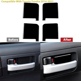 Glossy Black Inner Door Bowl Wrist Panel Cover Trim Stickers Car Interior PVC Accessories Decals Compatible with Toyota Tundra 2014 2015 2016 2017 2018 2019 2020 2021