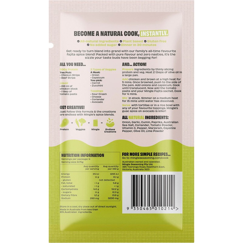 MINGLE Mexican Fajita All Natural Recipe Base 12x35g