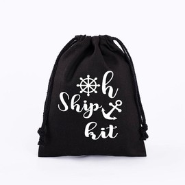 WOW PARTY Bachelorette Party Favor Bags, Wedding Survival Recovery Kit Bags, Drawstring Hangover Kit Bags 5 x 7 Inch, Set of 10 Oh ship kit B