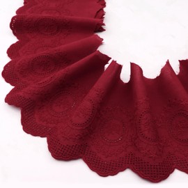 Eyelet Lace Trim 3 Yards Vintage Style Embroidery Cotton Lace Trim- 6 Color Options for Sewing Dresses,Costumes, Handkerchiefs, Home Decor (Burgundy)