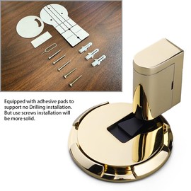 VACNEA Windproof Door Stopper, Heavy Duty Doorstops, Height Adjustable Mechanical Door Catch Holder Keep Door Open, No Drilling with Screws and Adhesive, 1Pack, Gold