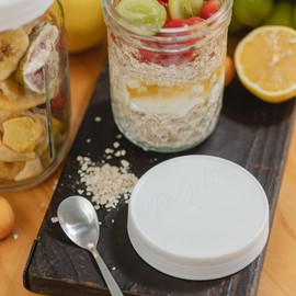 Yodecy 16 Pack Plastic White Mason Jar Lids,8 Wide Mouth & 8 Regular Mouth, Fit Ball, Kerr and More, One-piece Lid without Silicone Ring(White)