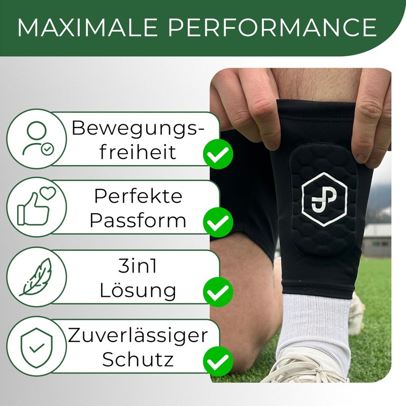 JDP Premium 2-in-1 Shin Pads with Stocking Size S Black