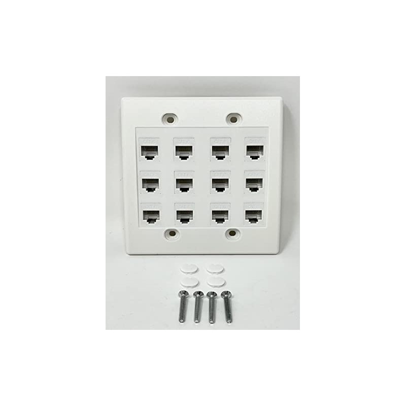RiteAV 12 Port Flat Dual 2 Gang Ethernet Cat6 RJ45