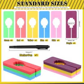 Mardatt Pack of 30 Closet Rack Dividers, 6 Colours Hanging Closet Size Dividers Rectangular Reusable Closet Separators Clothing Hanger Dividers with Marker Pen for Sorting Clothes Retail 5 x 2 Inches