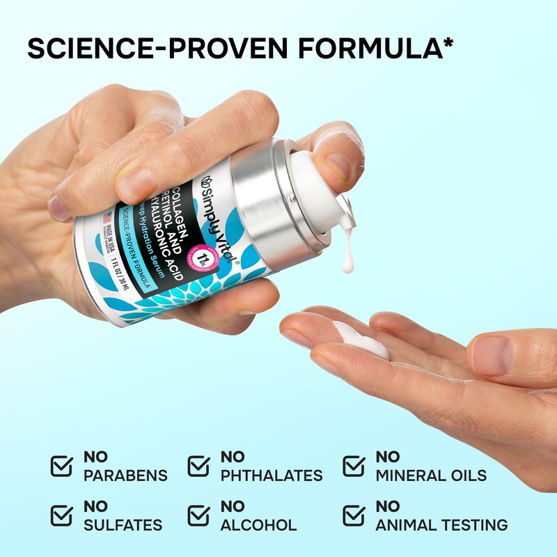 SimplyVital Collagen, Peptide & Retinol Moisturizer for Face, Neck &