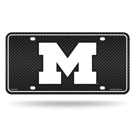 Michigan Wolverines 12x6 Carbon Fiber Design Metal License Plate Auto Tag