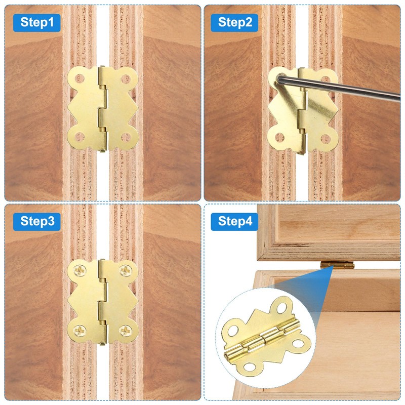 sourcing map 6Pcs 90 Degree Small Hinges for Wooden Box,