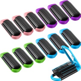 12 Cepillos de Pelo de Viaje Cepillo de Pelo Plegable Portátil con Espejo, Mini Peine Compacto de Cabello Cepillo de Bolsillo Plegable para Familia Viaje Regalo (Púrpura, Rosa, Azul, Verde)