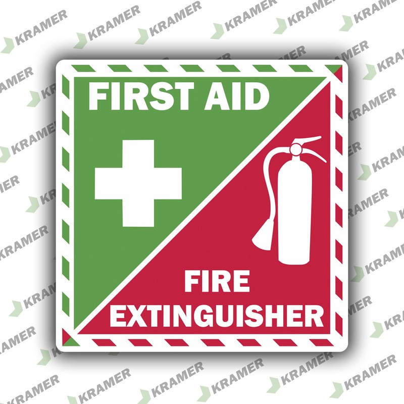 Kramer First Aid Fire Extinguisher Inside Vinyl Sticker Decal Emergency