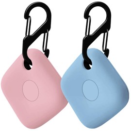 【2-piece Set】For Anker (Eufy) Security SmartTrack Link Case [Includes 3 Straps] Anti-loss for Smartphone/Bag/Keys/Luggage/Wallet/Pet Collar, etc. (Pink + Blue)