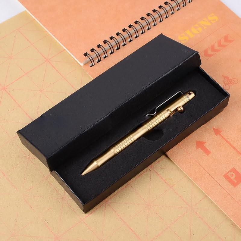 zalati Solid Brass EDC Retractable Ballpoint Pen with Clip for