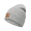 Occulto Leather Patch Winter Beanie Hat -