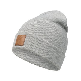 Occulto Leather Patch Winter Beanie Hat -