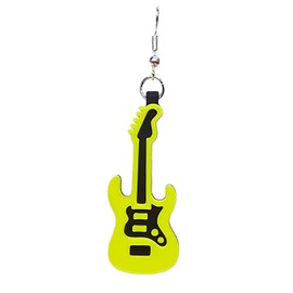 Electric Guitar Earrings Silver Plated Fishhooks Yazzle Dazzle Yellow Black with Silhouette Back Handmade Handcrafted Music Band Solo